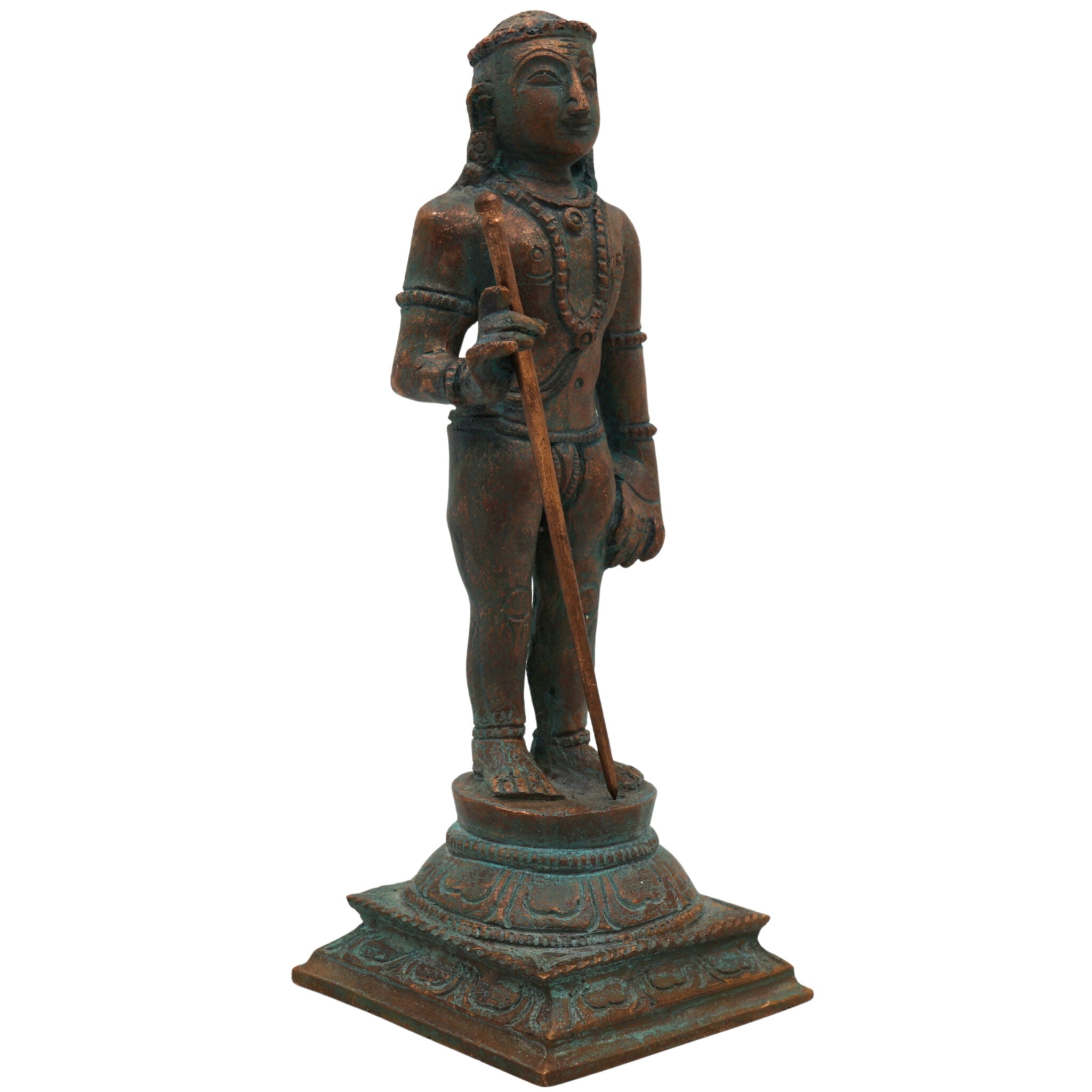 Bronze Murugan Idol, Panchaloha Karthikeya / Skanda / Subramanya Statue, Handcrafted Chola Art Murti for Pooja & Home Decor, Gold, 6 Inch, 1 Piece
