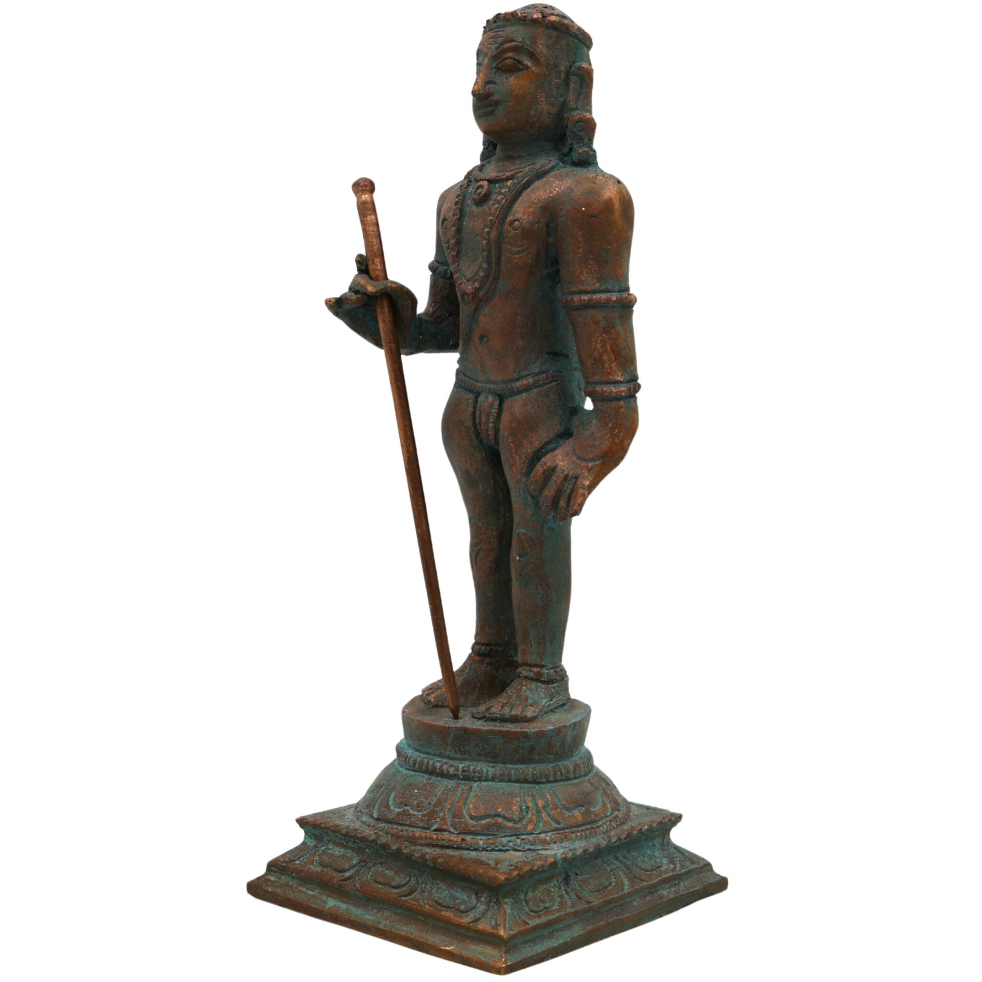 Bronze Murugan Idol, Panchaloha Karthikeya / Skanda / Subramanya Statue, Handcrafted Chola Art Murti for Pooja & Home Decor, Gold, 6 Inch, 1 Piece