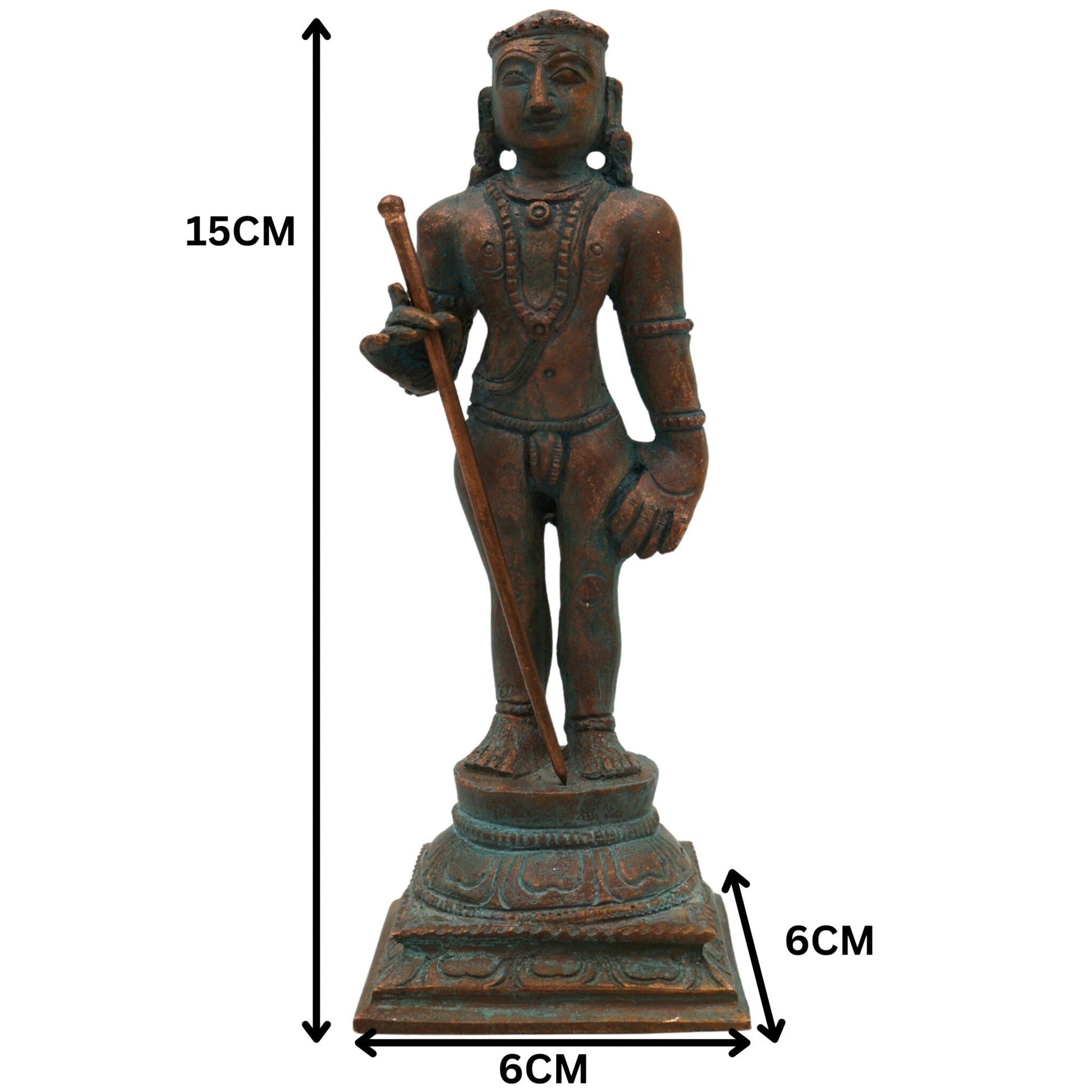 Bronze Murugan Idol, Panchaloha Karthikeya / Skanda / Subramanya Statue, Handcrafted Chola Art Murti for Pooja & Home Decor, Gold, 6 Inch, 1 Piece