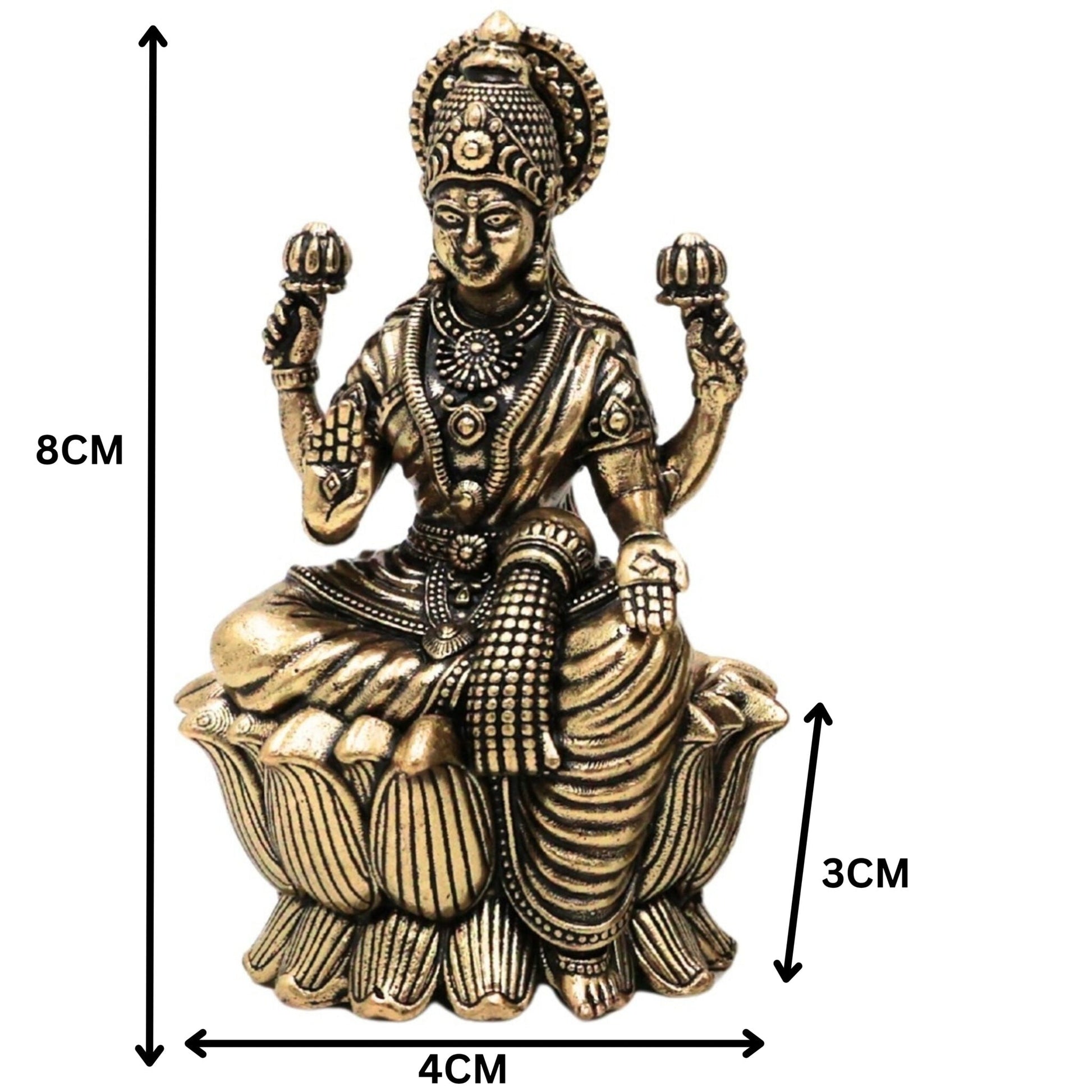 Brass Asta Lakshmi Idols | Set of 8 Handcrafted Murti for Pooja, Home Decor & Spiritual Gifts, Gold, 3 Inch, 8 Piece