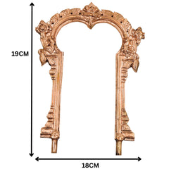 Bronze Handcrafted Prabhavali Thiruvachi Tiruvasi Arch Torana Backdrop Frame for Hindu God Goddess Idol Temple Puja Mandir Decor, Gold, 7.5 Inch, 1 Piece