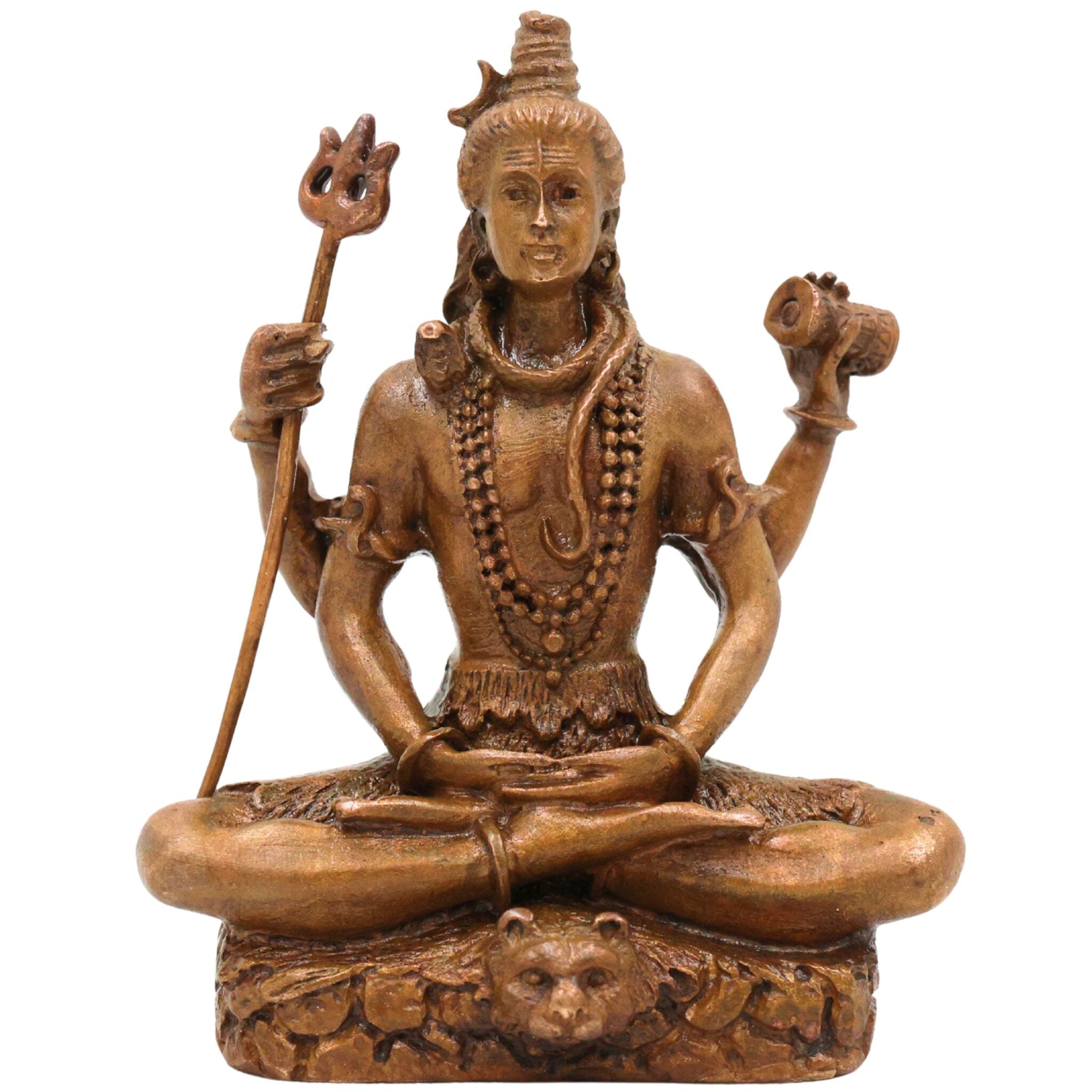 Bronze Handcrafted Lord Shiva Idol | Handcrafted Sitting Mahadeva Murti for Pooja, Meditation & Home Temple Decor, Brown, 3 Inch, 1 Piece