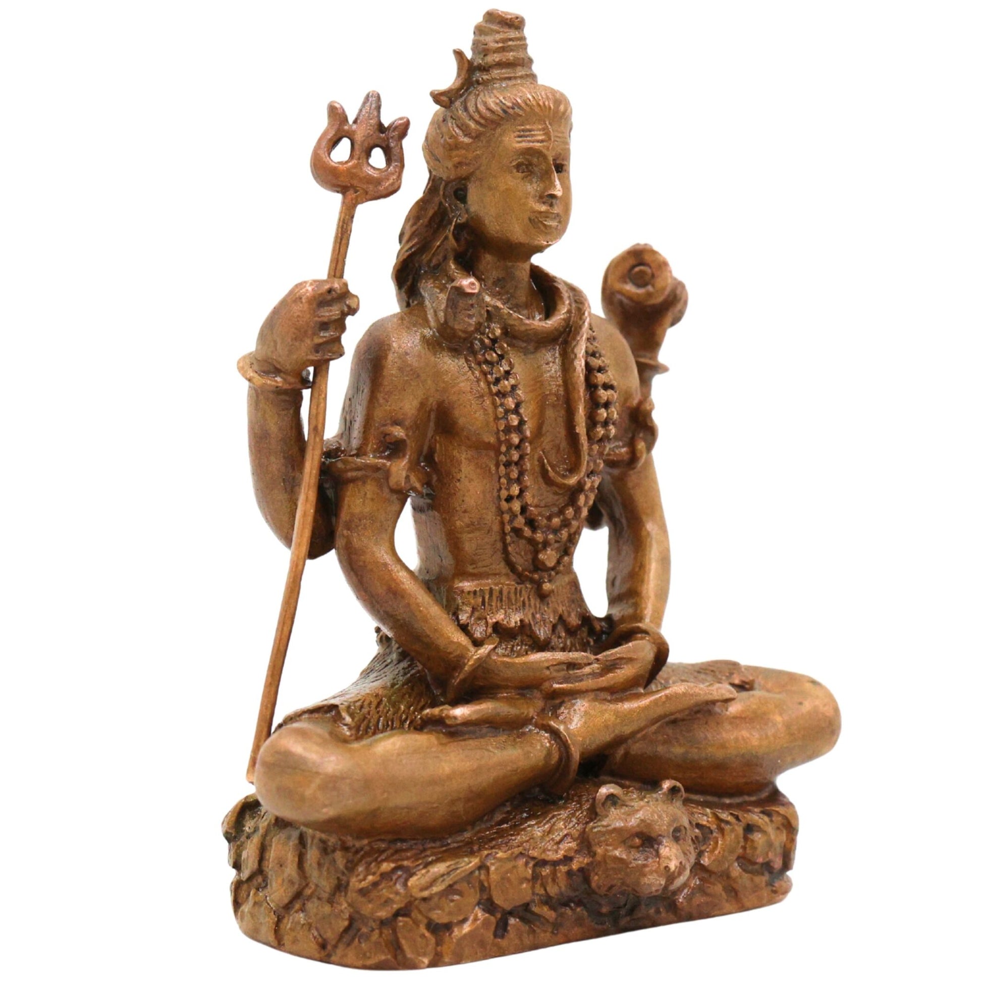 Bronze Handcrafted Lord Shiva Idol | Handcrafted Sitting Mahadeva Murti for Pooja, Meditation & Home Temple Decor, Brown, 3 Inch, 1 Piece