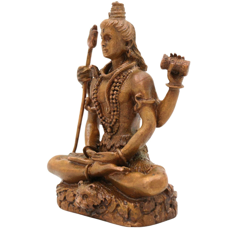 Bronze Handcrafted Lord Shiva Idol | Handcrafted Sitting Mahadeva Murti for Pooja, Meditation & Home Temple Decor, Brown, 3 Inch, 1 Piece