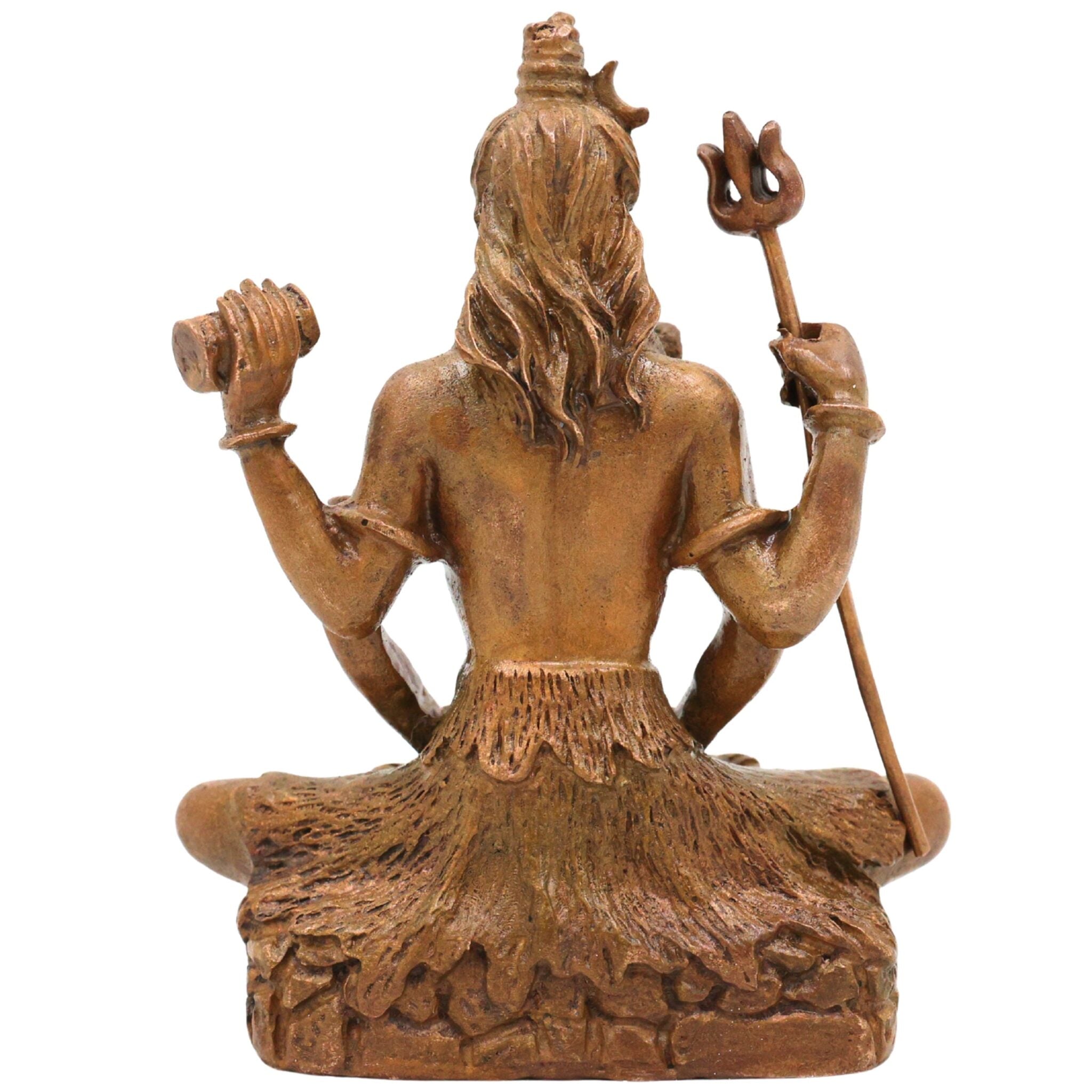 Bronze Handcrafted Lord Shiva Idol | Handcrafted Sitting Mahadeva Murti for Pooja, Meditation & Home Temple Decor, Brown, 3 Inch, 1 Piece