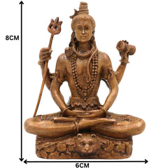 Bronze Handcrafted Lord Shiva Idol | Handcrafted Sitting Mahadeva Murti for Pooja, Meditation & Home Temple Decor, Brown, 3 Inch, 1 Piece