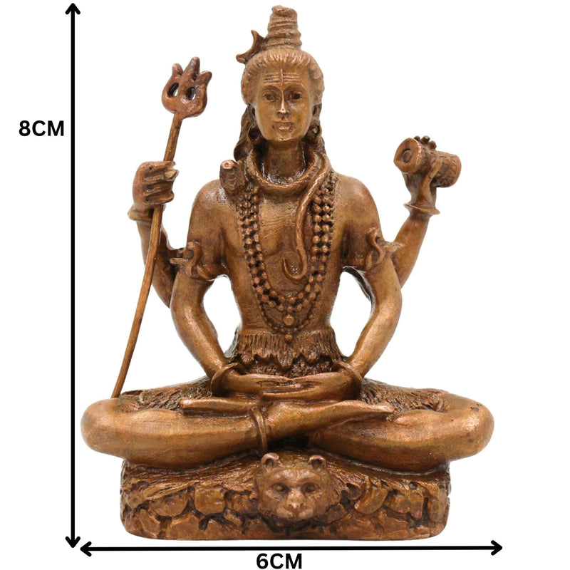 Bronze Handcrafted Lord Shiva Idol | Handcrafted Sitting Mahadeva Murti for Pooja, Meditation & Home Temple Decor, Brown, 3 Inch, 1 Piece