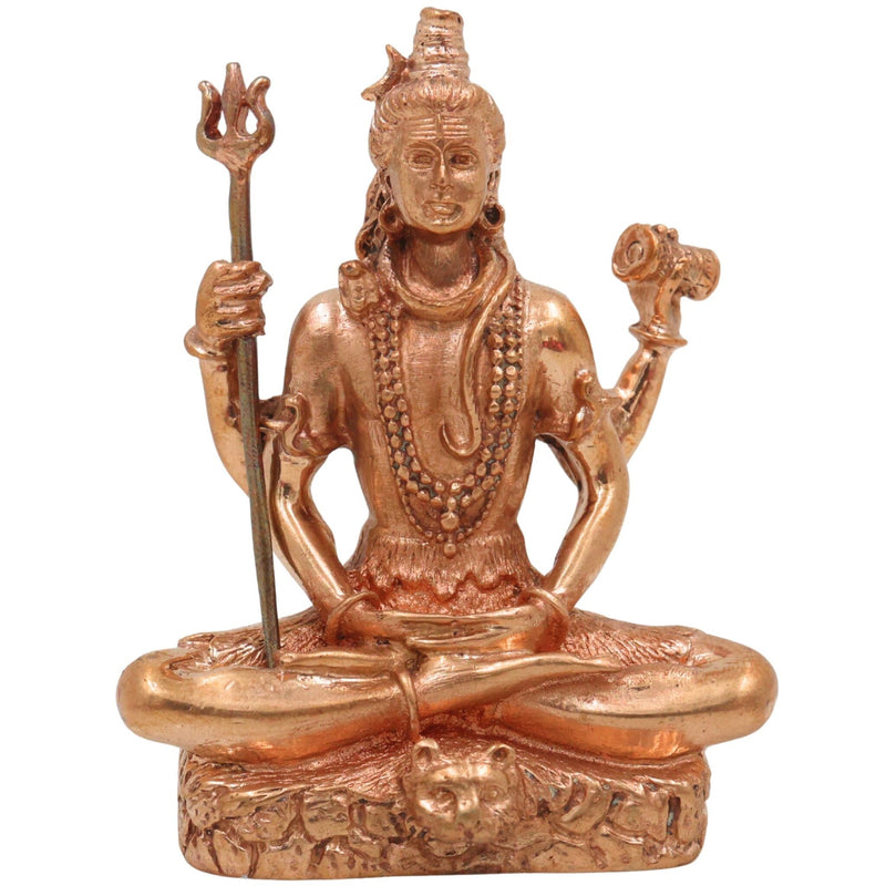 Bronze Lord Shiva Idol, Handcrafted Sitting Mahadeva Murti for Pooja, Meditation & Home Temple Decor, Gold, 3 Inch, 1 Piece