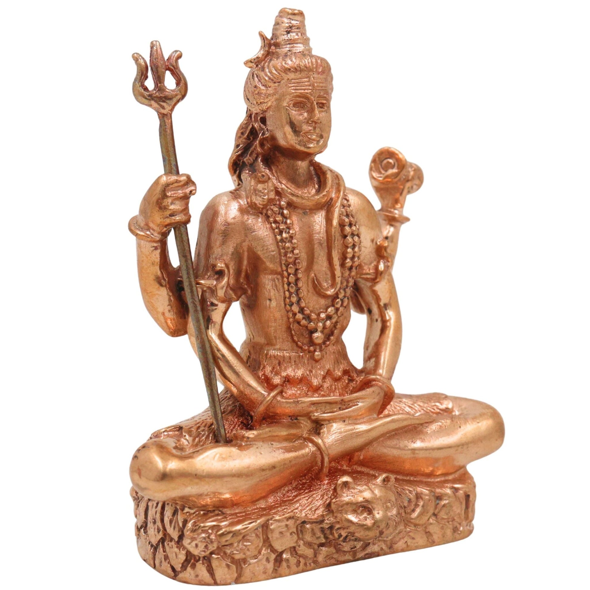 Bronze Lord Shiva Idol, Handcrafted Sitting Mahadeva Murti for Pooja, Meditation & Home Temple Decor, Gold, 3 Inch, 1 Piece