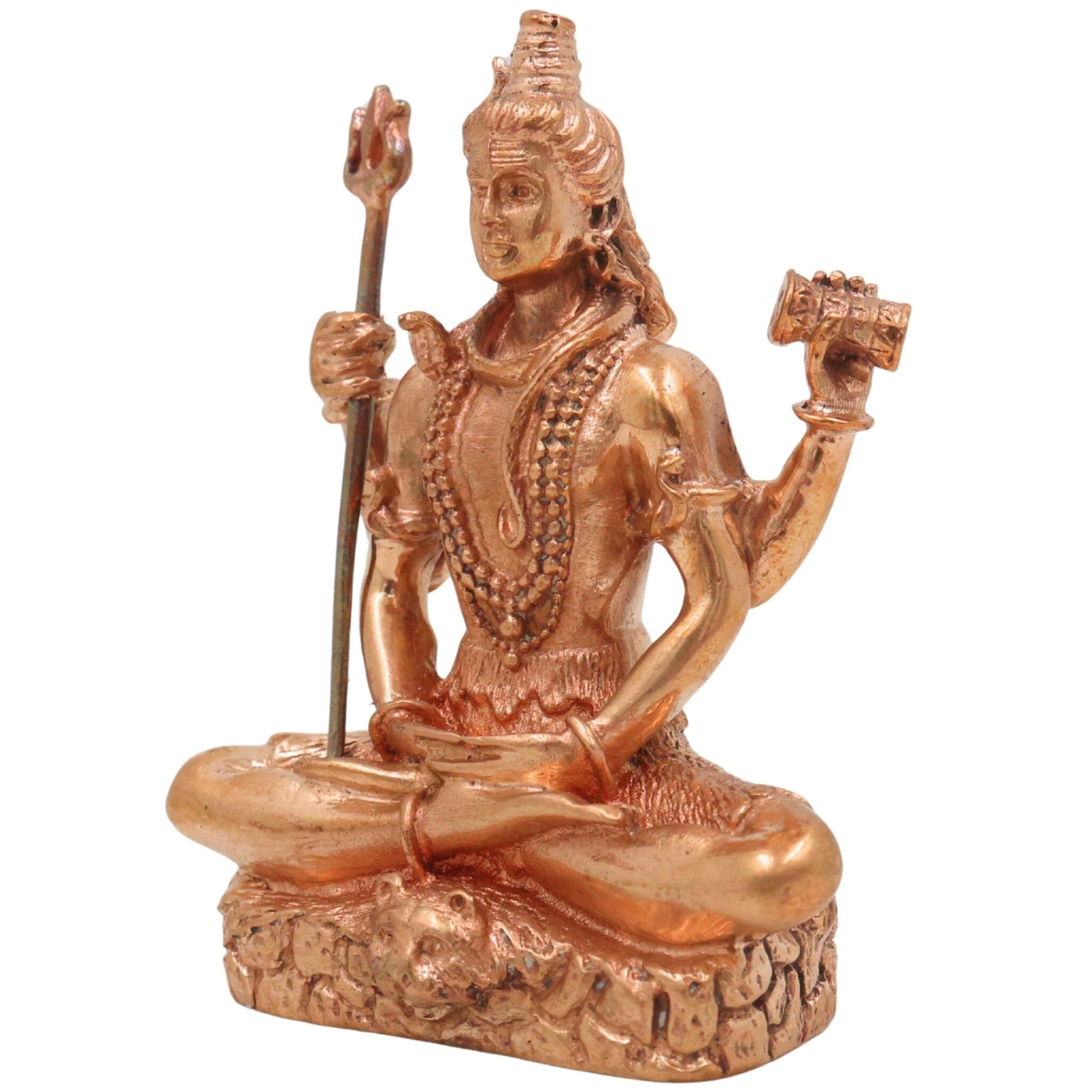 Bronze Lord Shiva Idol, Handcrafted Sitting Mahadeva Murti for Pooja, Meditation & Home Temple Decor, Gold, 3 Inch, 1 Piece