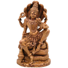 Bronze Lord Vishnu on Sheshnag Idol, Handcrafted Vishnu Murti for Pooja, Temple & Home Decor, Brown, 4 Inch, 1 Piece