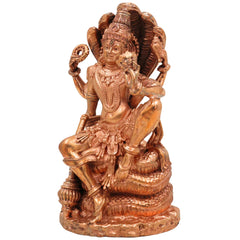 Bronze Lord Vishnu Sitting on Sheshnag Idol | Handcrafted Vishnu Murti for Pooja, Temple & Home Decor, Gold, 4 Inch, 1 Piece