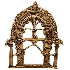 Brass Prabhavali Arch Frame, Wall Hanging for Temple, Home Decor, Small Deity Idol Backdrop, Traditional Prabhawali, Gold, 5.5 Inch, 1 Piece