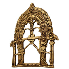 Bhunes Brass Small Prabhavali Arch Frame – Wall Hanging Kirtimukha Prabhawali for Home Temple, Deity Backdrop, Pooja Decor, Prabhaval, Gold, 5.5 Inch, 1 Piece