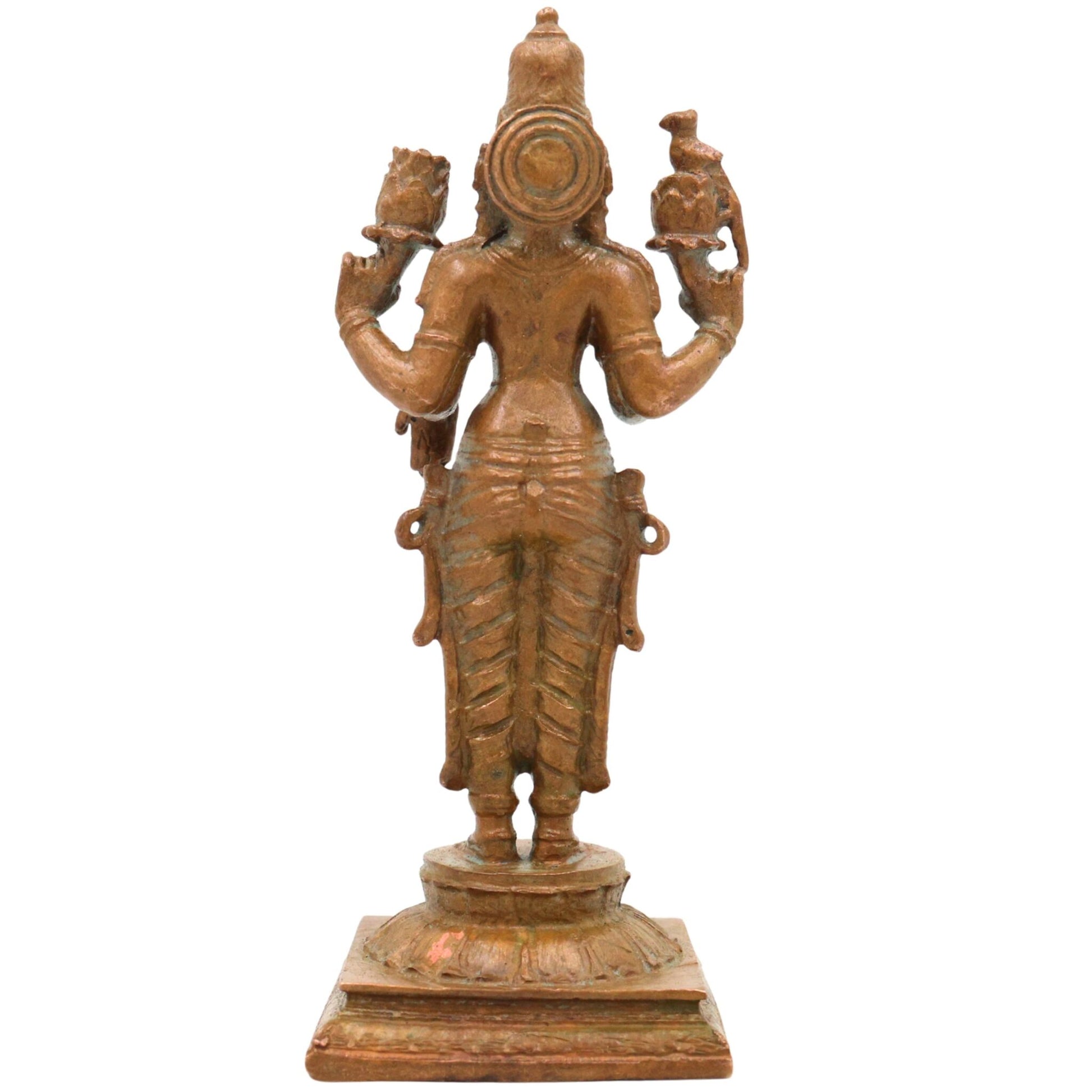 Bronze Handcrafted Lakshmi Idol, Maha Lakshmi, Shri Lakshmi, Padma Kamala, Panchaloha Goddess Statue for Home, Temple & Diwali Decor, Brown, 4 Inch, 1 Piece