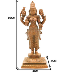 Bronze Handcrafted Lakshmi Idol, Maha Lakshmi, Shri Lakshmi, Padma Kamala, Panchaloha Goddess Statue for Home, Temple & Diwali Decor, Brown, 4 Inch, 1 Piece
