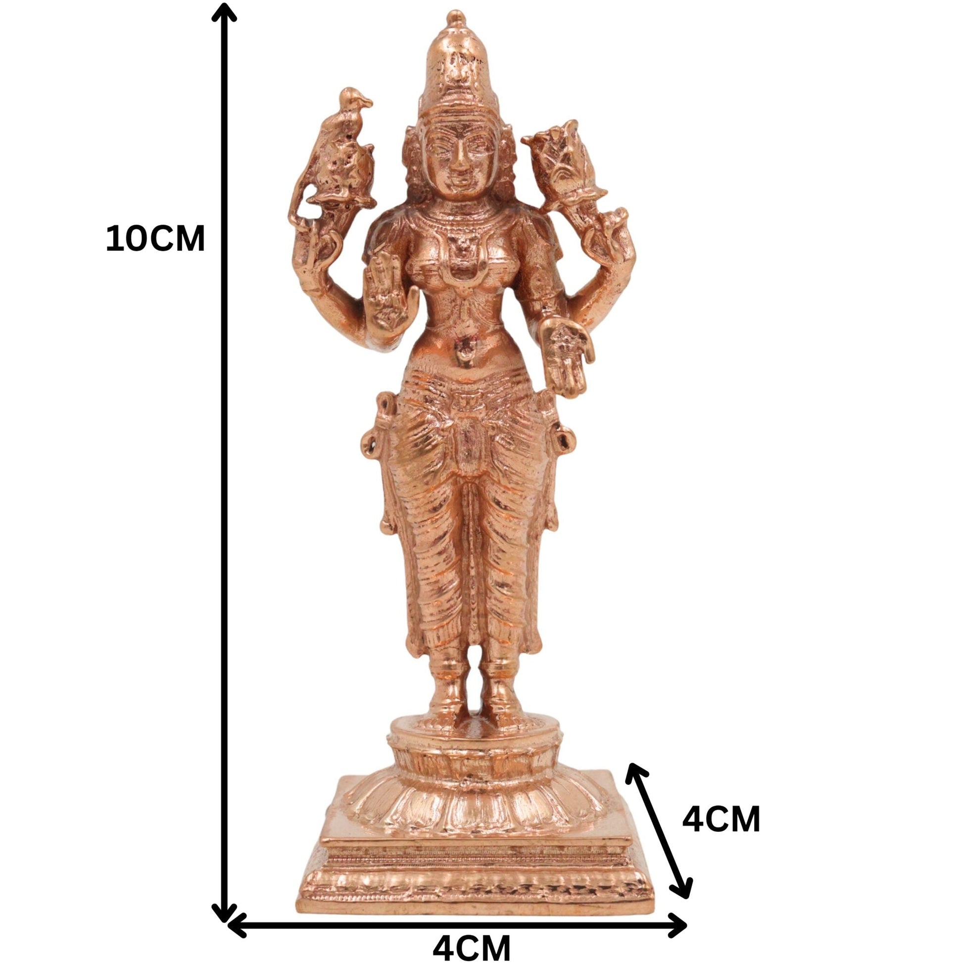 Bronze Standing Lakshmi Idol | Handcrafted Maha Lakshmi Murti for Pooja, Temple & Home Decor, Gold, 4 Inch, 1 Piece