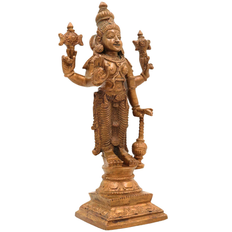 Bronze Handcrafted Vishnu Idol, Govinda, Venkateswara Murti, Panchaloha, Chola Art, South Indian Temple Sculpture, Brown, 6.5 Inch, 1 Piece