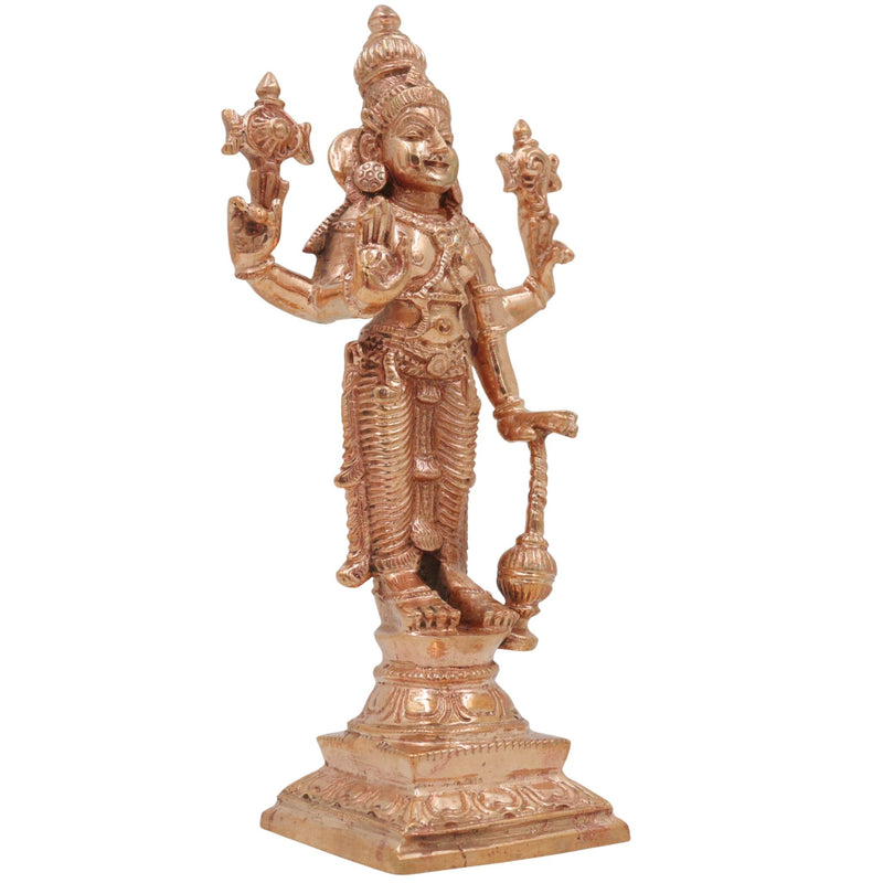 Bronze Handcrafted Vishnu Idol, Narayana, Govinda, Venkateswara Murti – Panchaloha, Chola Art, South Indian Temple Sculpture, Gold, 6.5 Inch, 1 Piece