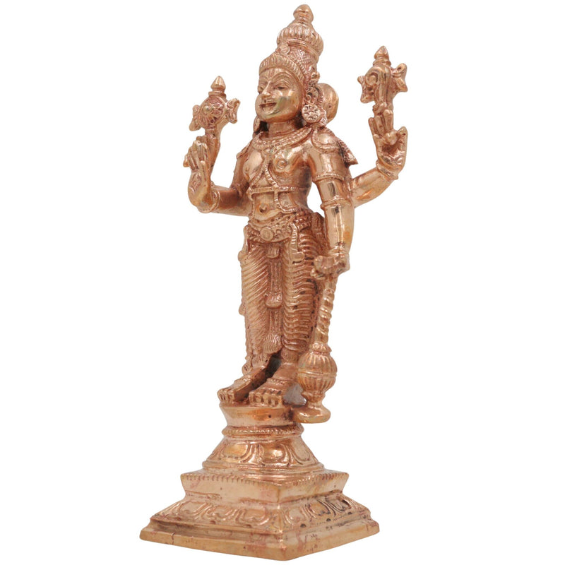 Bronze Handcrafted Vishnu Idol, Narayana, Govinda, Venkateswara Murti – Panchaloha, Chola Art, South Indian Temple Sculpture, Gold, 6.5 Inch, 1 Piece