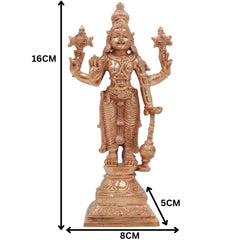 Bronze Vishnu with Sri Devi & Bhu Devi Idol | Handcrafted Murti for Pooja, Temple & Home Decor Set, Gold, 6.5 Inch, 3 Piece