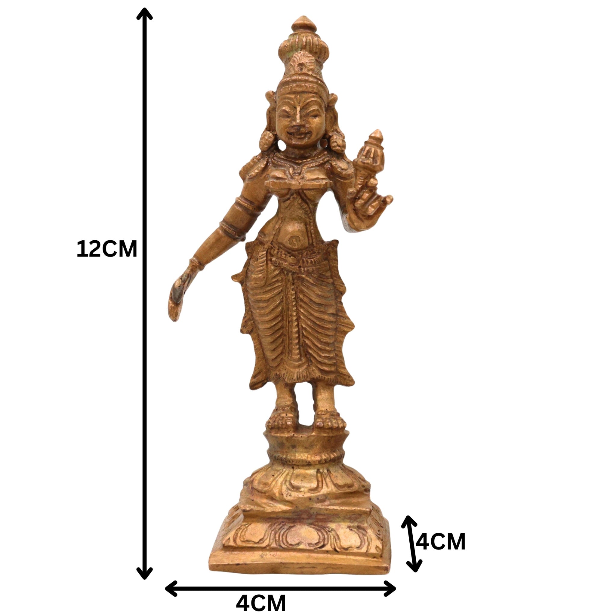 Bronze Sri Devi & Bhu Devi Idol Set, Handcrafted Goddess Murti for Pooja, Temple & Home Decor, Brown, 4.5 Inch, 2 Piece