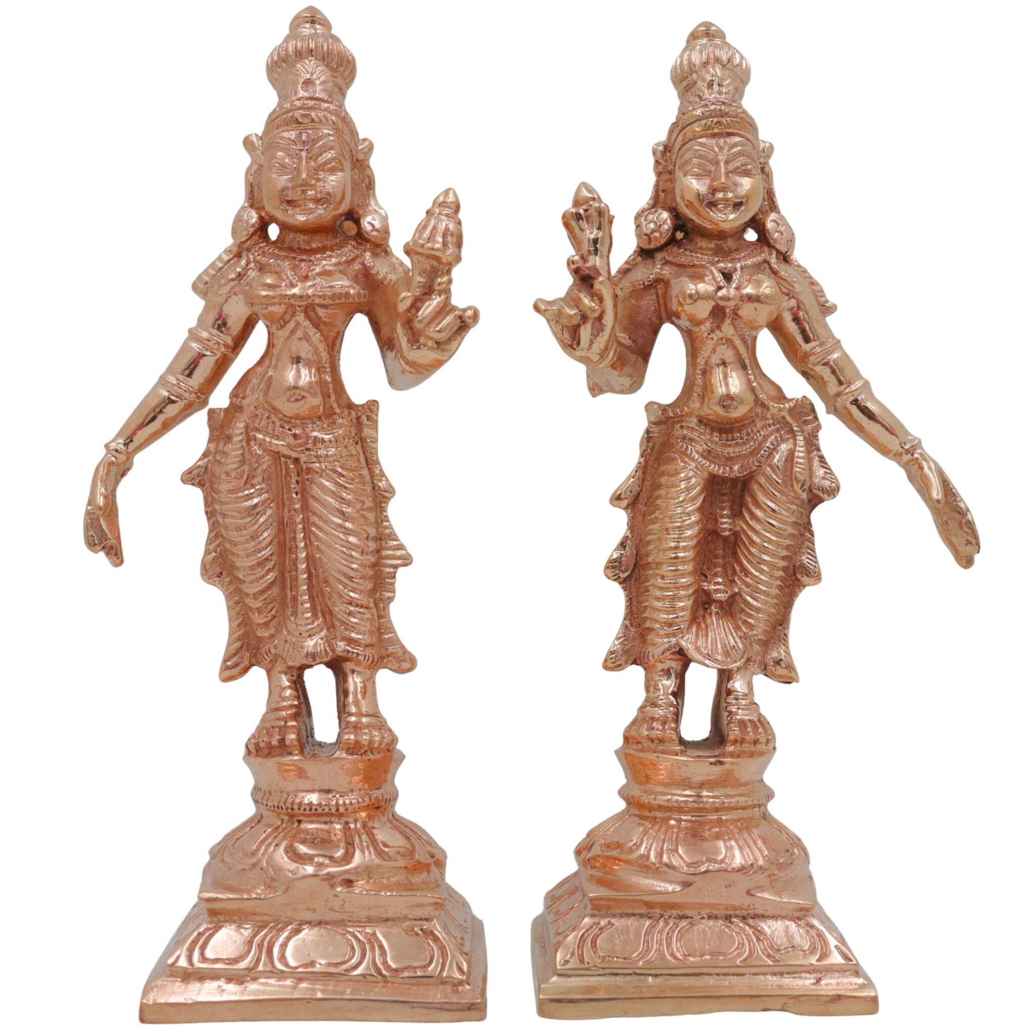 Bronze Sri Devi & Bhu Devi Idol Set | Handcrafted Goddess Murti for Pooja, Temple & Home Decor, Brown, 4.5 Inch, 2 Piece
