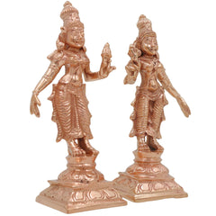 Bronze Sri Devi & Bhu Devi Idol Set | Handcrafted Goddess Murti for Pooja, Temple & Home Decor, Brown, 4.5 Inch, 2 Piece