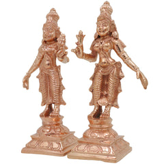 Bronze Sri Devi & Bhu Devi Idol Set | Handcrafted Goddess Murti for Pooja, Temple & Home Decor, Brown, 4.5 Inch, 2 Piece