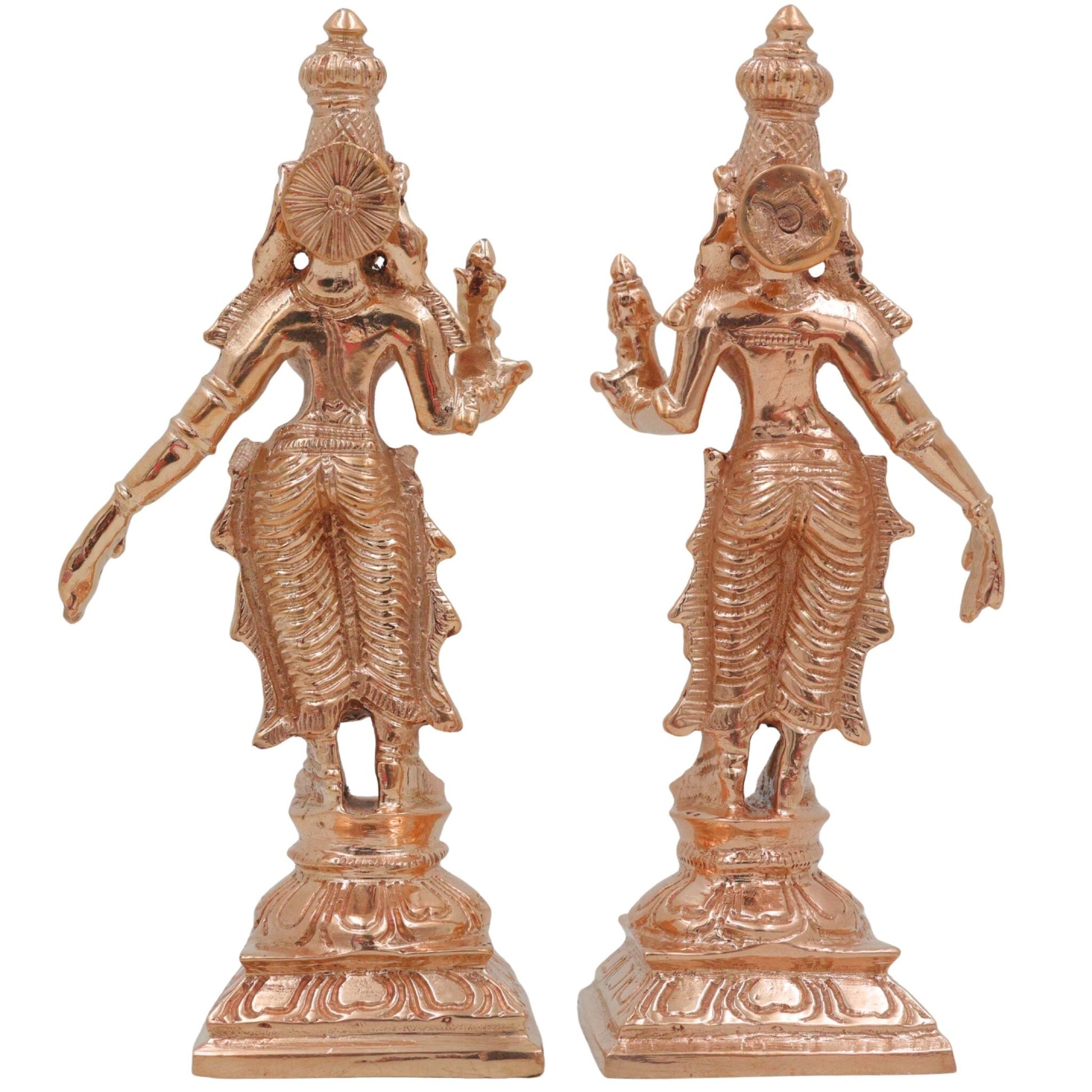 Bronze Sri Devi & Bhu Devi Idol Set | Handcrafted Goddess Murti for Pooja, Temple & Home Decor, Brown, 4.5 Inch, 2 Piece