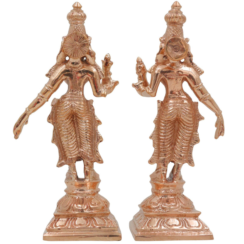 Bronze Sri Devi & Bhu Devi Idol Set | Handcrafted Goddess Murti for Pooja, Temple & Home Decor, Brown, 4.5 Inch, 2 Piece
