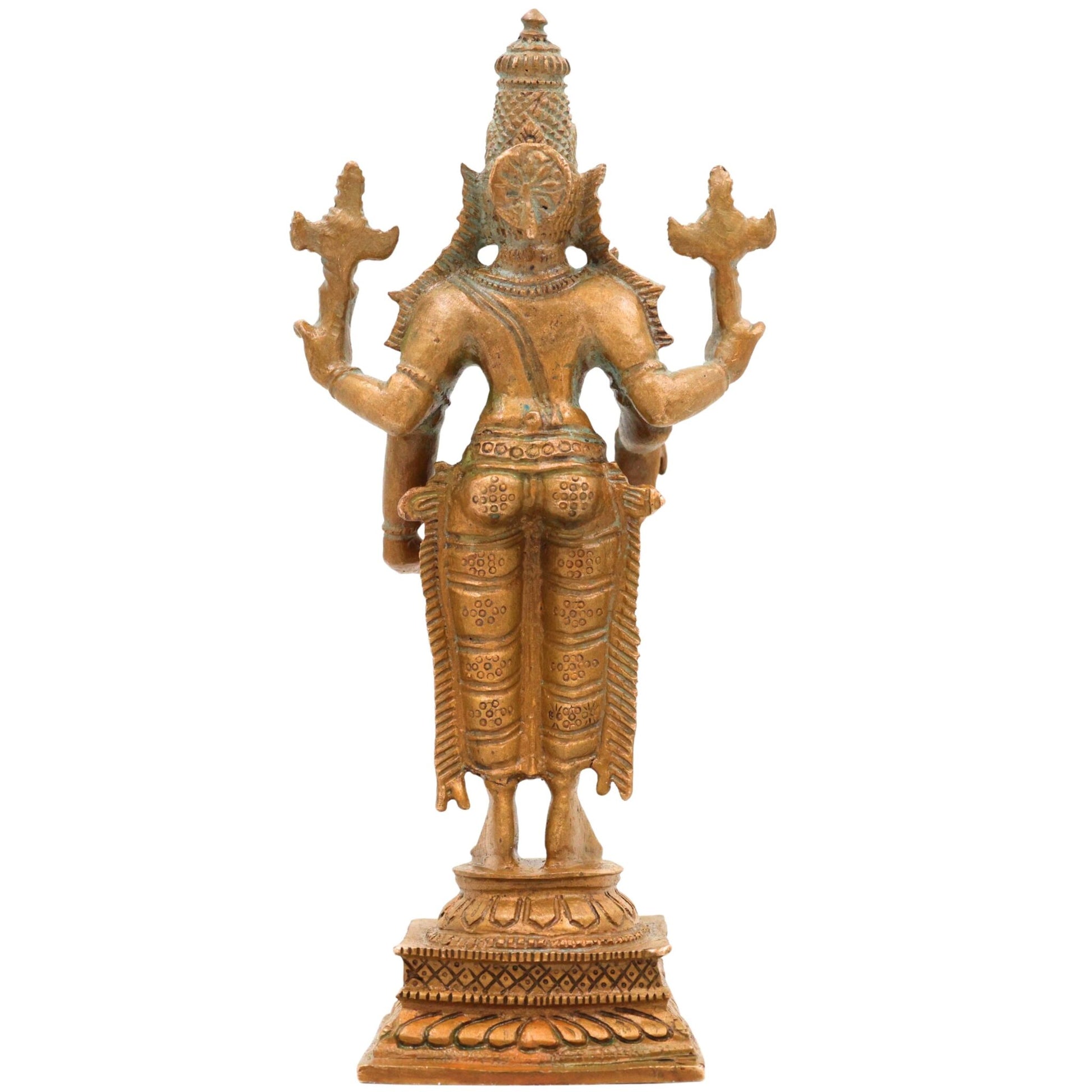 Bronze Vishnu Idol | Handcrafted Lord Standing Vishnu Murti for Pooja, Temple & Home Decor, Brown, 6 Inch, 1 Piece