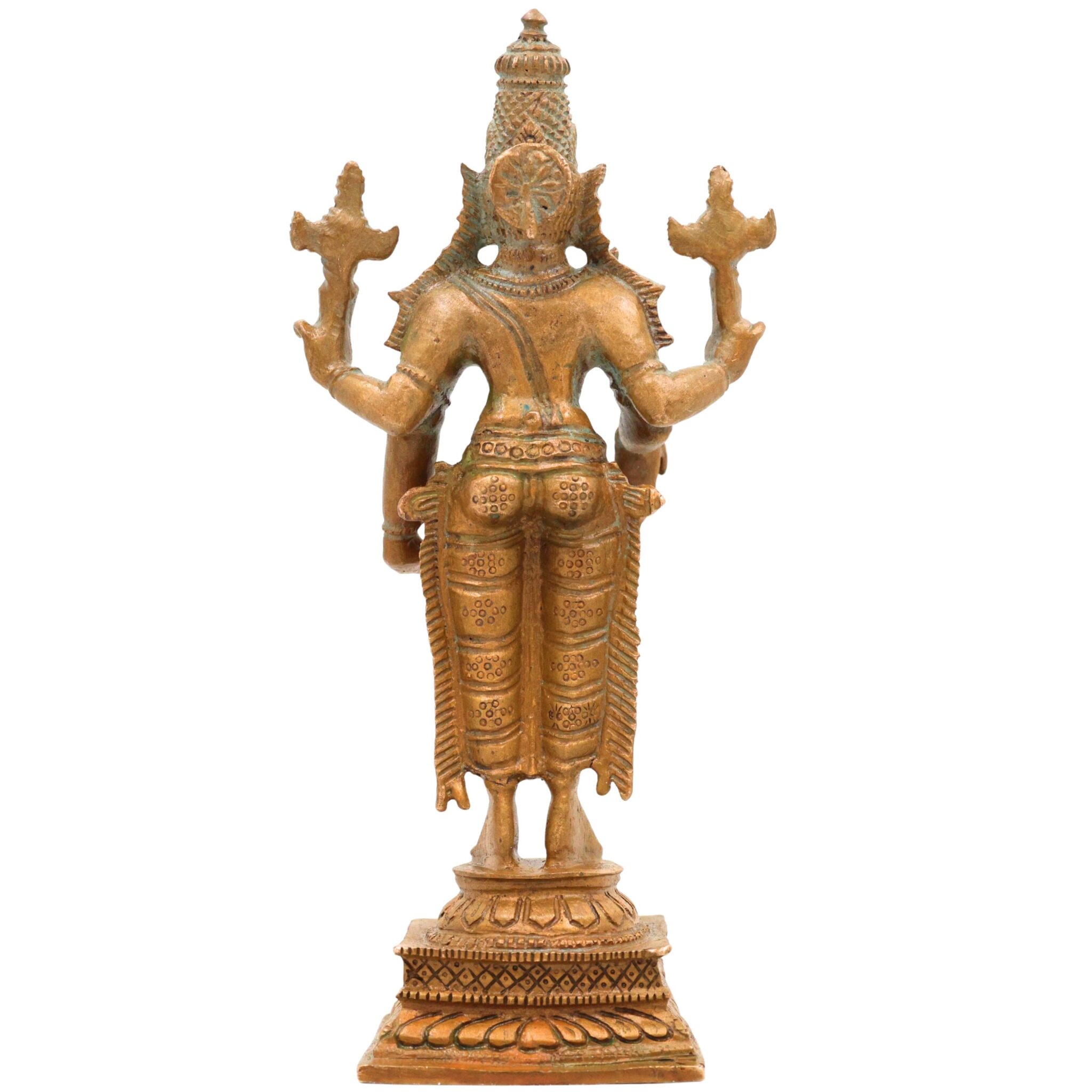 Bronze Vishnu Idol | Handcrafted Lord Standing Vishnu Murti for Pooja, Temple & Home Decor, Brown, 6 Inch, 1 Piece