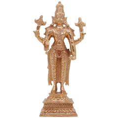 Bronze Vishnu Idol | Handcrafted Lord Vishnu,Venkateshwara, Balaji Murti for Pooja, Temple & Home Decor, Gold, 6 Inch, 1 Piece