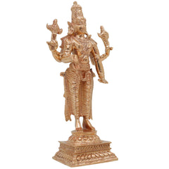Bronze Vishnu Idol | Handcrafted Lord Vishnu,Venkateshwara, Balaji Murti for Pooja, Temple & Home Decor, Gold, 6 Inch, 1 Piece