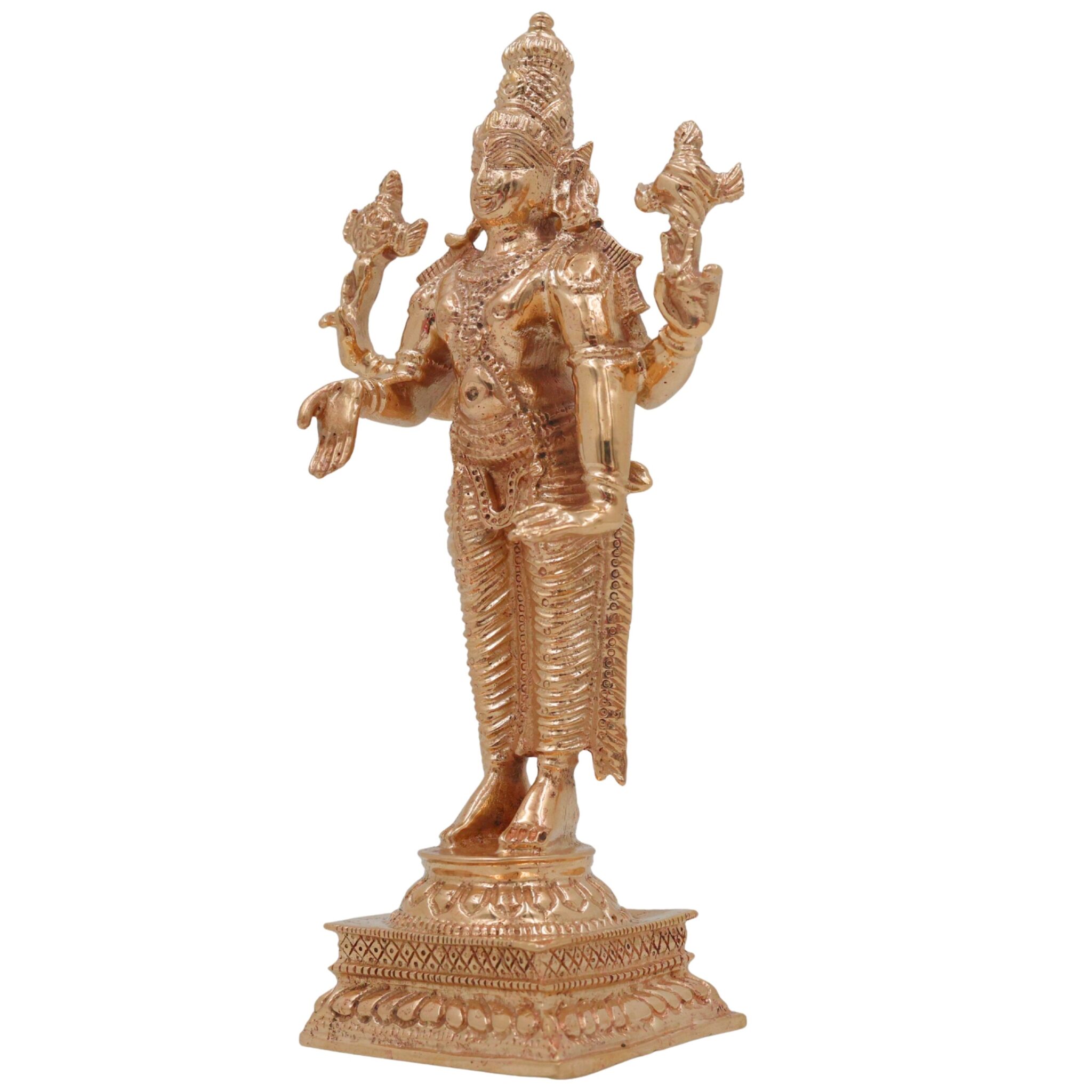 Bronze Vishnu Idol | Handcrafted Lord Vishnu,Venkateshwara, Balaji Murti for Pooja, Temple & Home Decor, Gold, 6 Inch, 1 Piece