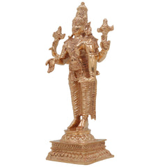 Bronze Vishnu Idol | Handcrafted Lord Vishnu,Venkateshwara, Balaji Murti for Pooja, Temple & Home Decor, Gold, 6 Inch, 1 Piece