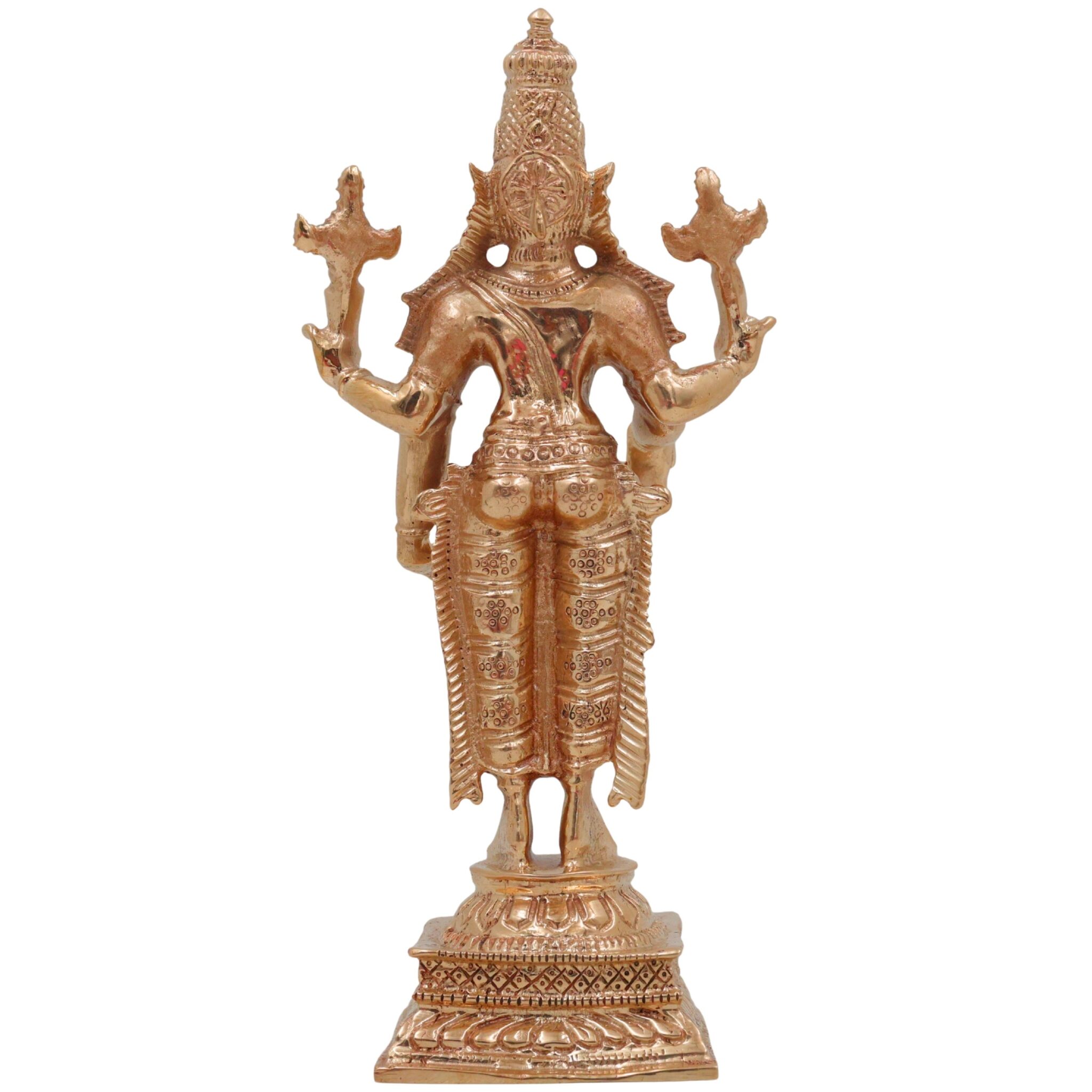 Bronze Vishnu Idol | Handcrafted Lord Vishnu,Venkateshwara, Balaji Murti for Pooja, Temple & Home Decor, Gold, 6 Inch, 1 Piece