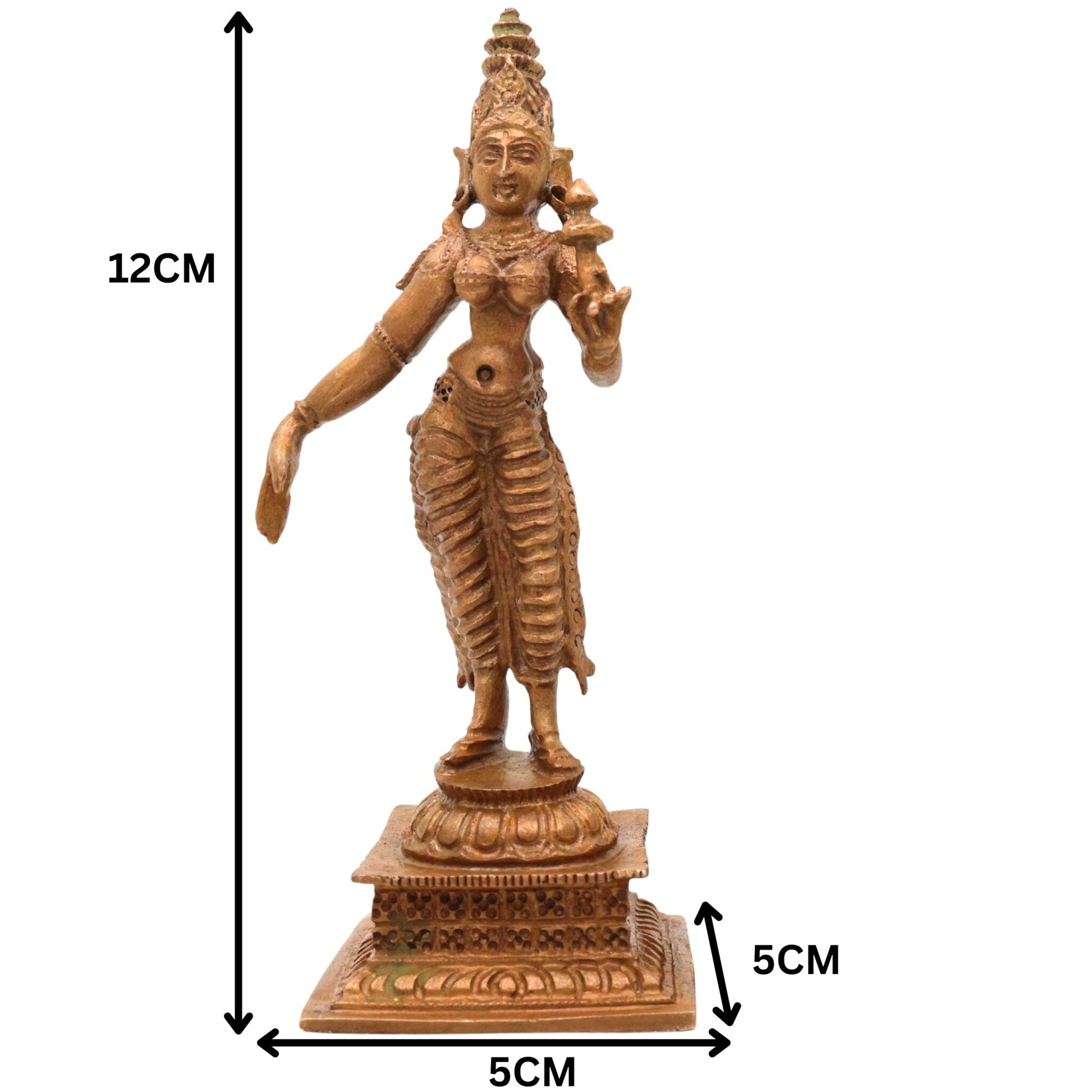 Bronze Sri Devi & Bhu Devi Idol | Handcrafted Lakshmi and Bhudevi Goddess Murti, Lakshmi & Earth Goddess Statue for Pooja, Temple & Home Decor, Brown, 4.5 Inch, 2 Piece