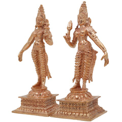 Bronze Sri Devi & Bhu Devi Idol, Handcrafted Goddess Murti, Lakshmi & Earth Goddess Statue for Pooja, Temple & Home Decor, Gold, 4.5 Inch, 2 Piece