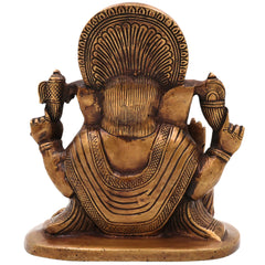 Brass Ganesha Idol | Handcrafted Lord Ganesh Murti, Vinayaka Statue for Pooja, Temple & Home Decor, Gold, 6.5 Inch, 1 Piece