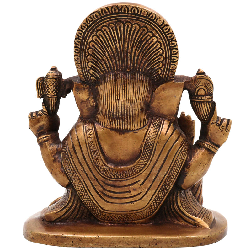 Brass Ganesha Idol | Handcrafted Lord Ganesh Murti, Vinayaka Statue for Pooja, Temple & Home Decor, Gold, 6.5 Inch, 1 Piece