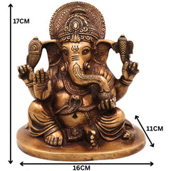 Brass Ganesha Idol | Handcrafted Lord Ganesh Murti, Vinayaka Statue for Pooja, Temple & Home Decor, Gold, 6.5 Inch, 1 Piece