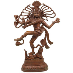 Brass Large Nataraja Idol | Handcrafted Lord Shiva Dancing Murti for Pooja, Temple & Home Decor, Brown, 21 Inch, 1 Piece