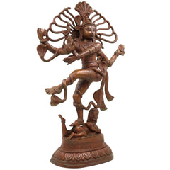 Brass Large Nataraja Idol | Handcrafted Lord Shiva Dancing Murti for Pooja, Temple & Home Decor, Brown, 21 Inch, 1 Piece