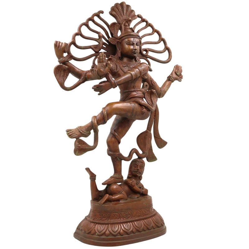 Brass Large Nataraja Idol | Handcrafted Lord Shiva Dancing Murti for Pooja, Temple & Home Decor, Brown, 21 Inch, 1 Piece