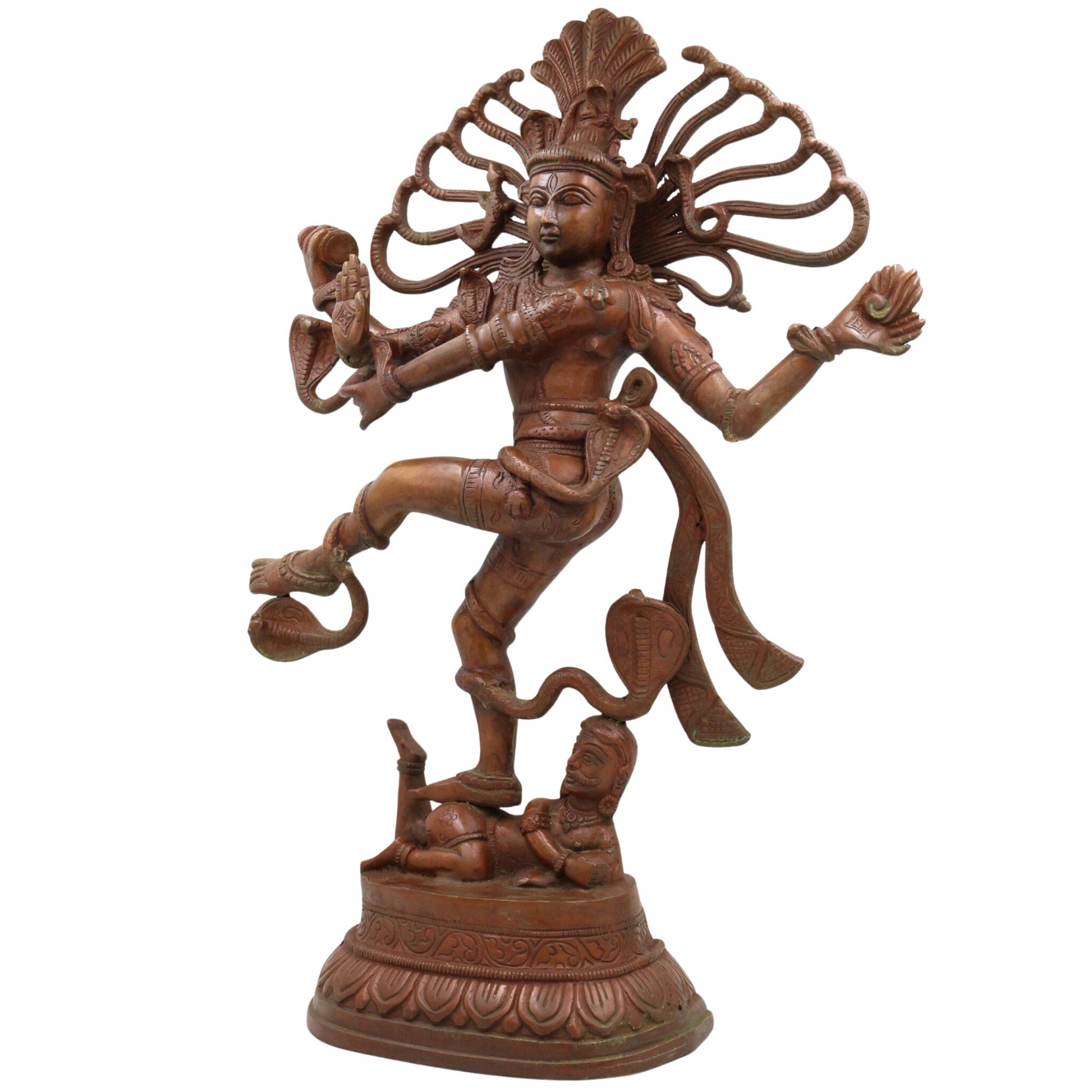 Brass Large Nataraja Idol | Handcrafted Lord Shiva Dancing Murti for Pooja, Temple & Home Decor, Brown, 21 Inch, 1 Piece