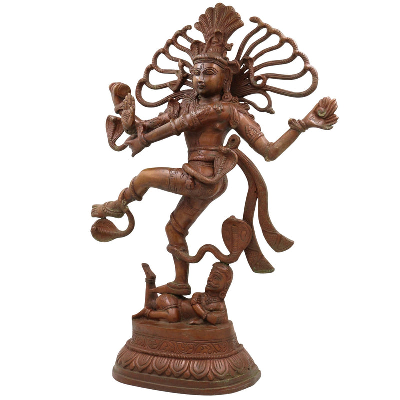 Brass Large Nataraja Idol | Handcrafted Lord Shiva Dancing Murti for Pooja, Temple & Home Decor, Brown, 21 Inch, 1 Piece