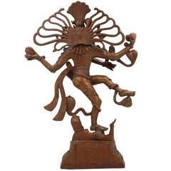 Brass Large Nataraja Idol | Handcrafted Lord Shiva Dancing Murti for Pooja, Temple & Home Decor, Brown, 21 Inch, 1 Piece