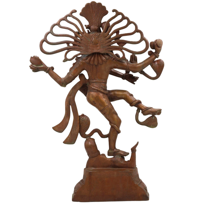 Brass Large Nataraja Idol | Handcrafted Lord Shiva Dancing Murti for Pooja, Temple & Home Decor, Brown, 21 Inch, 1 Piece